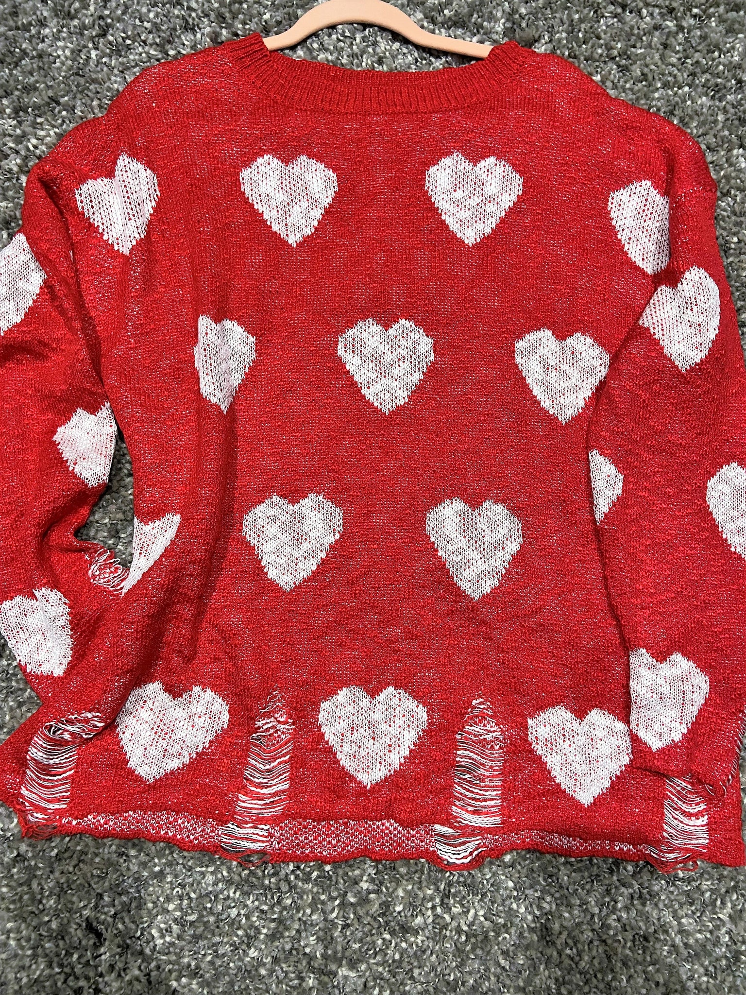 Heart Distressed Sweater