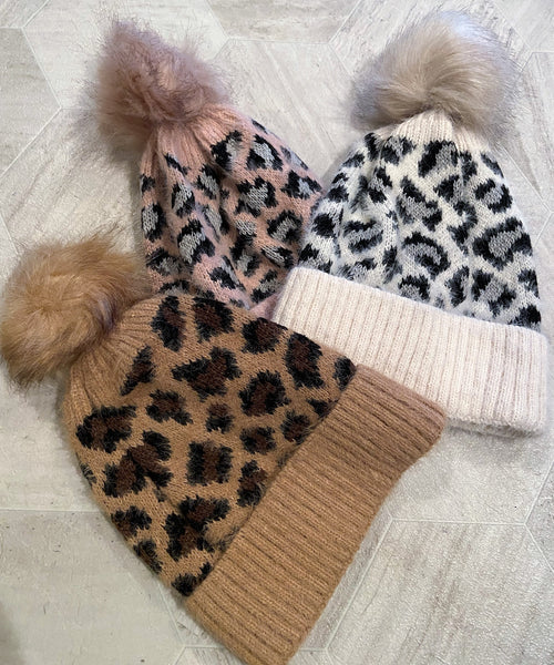 Leopard Knit Beanie