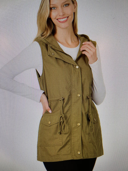 Military Hooded Drawstring Vest