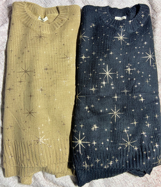 Gold Starry Foil Print Sweater