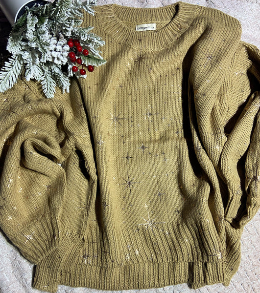 Gold Starry Foil Print Sweater