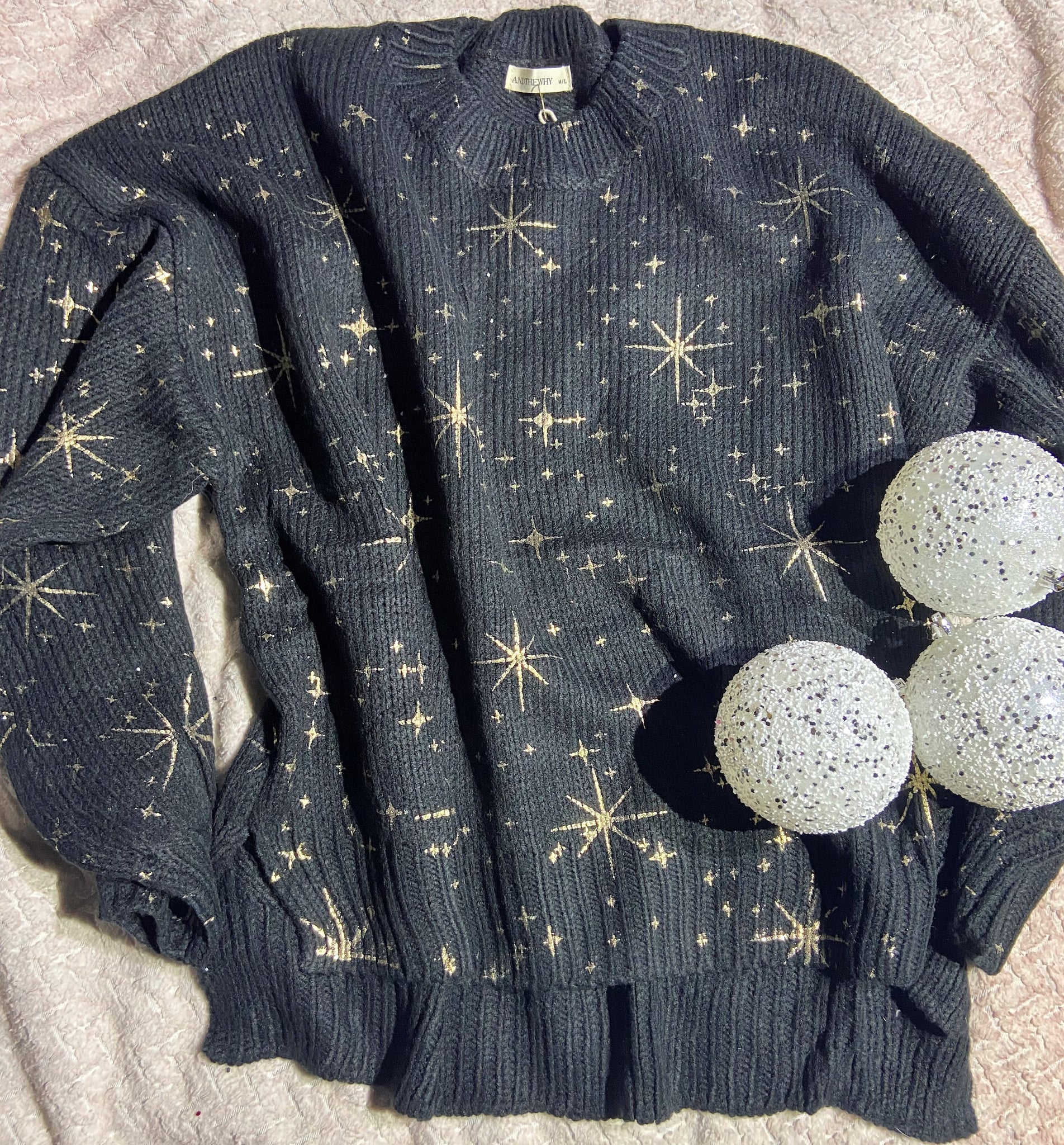 Gold Starry Foil Print Sweater