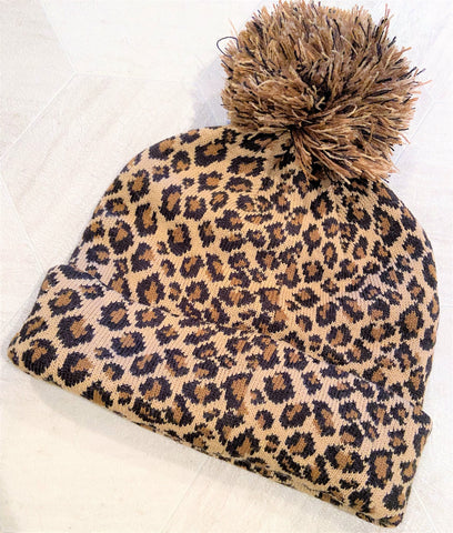 Pom Soft Leopard Beanie