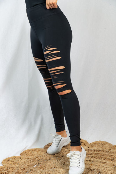 Black Laser Cut Leggings (Reg & Plus)