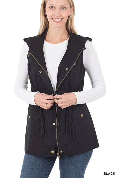 Military Hooded Drawstring Vest